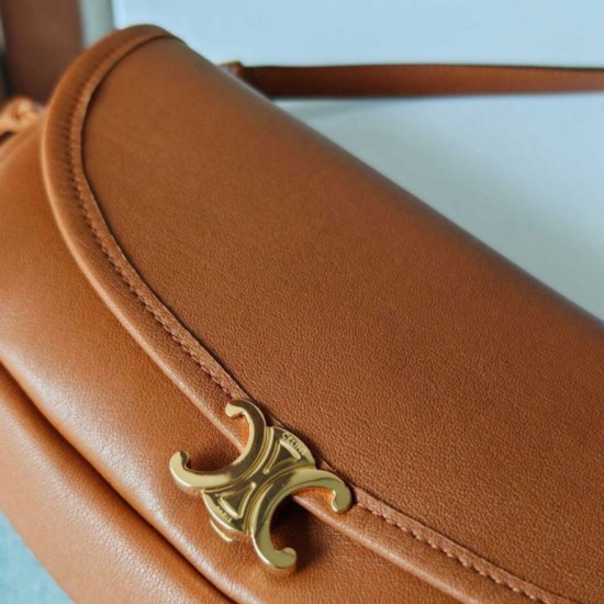Replica di lusso Mini borsa Celine Besace Halfmoon 25 cm marrone Imitazioni Cloni Mini borsa Celine Besace Halfmoon 25 cm marrone firmate