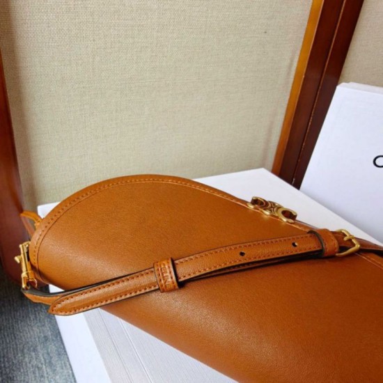 Replica di lusso Mini borsa Celine Besace Halfmoon 25 cm marrone Imitazioni Cloni Mini borsa Celine Besace Halfmoon 25 cm marrone firmate