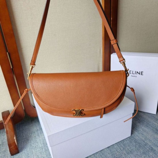 Replica di lusso Mini borsa Celine Besace Halfmoon 25 cm marrone Imitazioni Cloni Mini borsa Celine Besace Halfmoon 25 cm marrone firmate