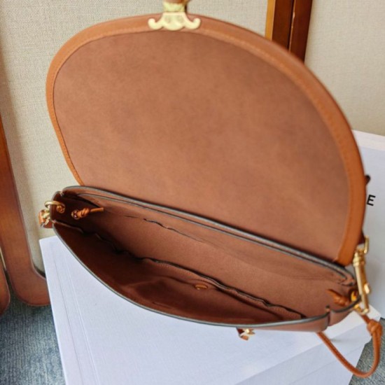 Replica di lusso Mini borsa Celine Besace Halfmoon 25 cm marrone Imitazioni Cloni Mini borsa Celine Besace Halfmoon 25 cm marrone firmate