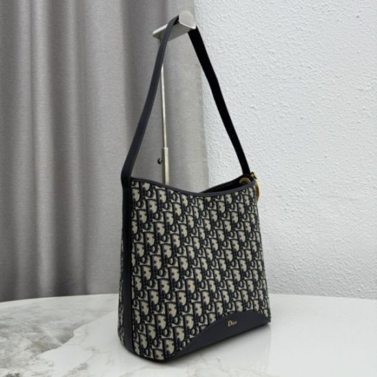 Replica di lusso Borsa a secchiello medio Dior Médaillon M1532 Dior Oblique blu Imitazioni Cloni Borsa a secchiello medio Dior Médaillon M1532 Dior Oblique blu firmate