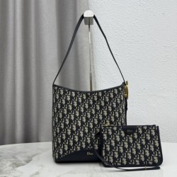 Cloni Borsa a secchiello medio Dior Médaillon M1532 Dior Oblique blu firmate