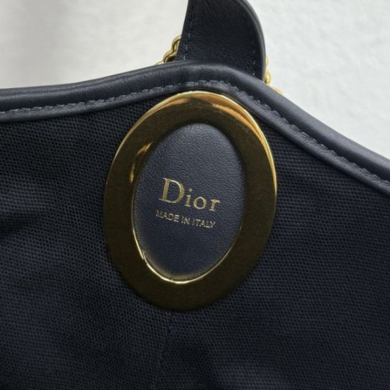 Replica di lusso Borsa a secchiello medio Dior Médaillon M1532 Dior Oblique blu Imitazioni Cloni Borsa a secchiello medio Dior Médaillon M1532 Dior Oblique blu firmate