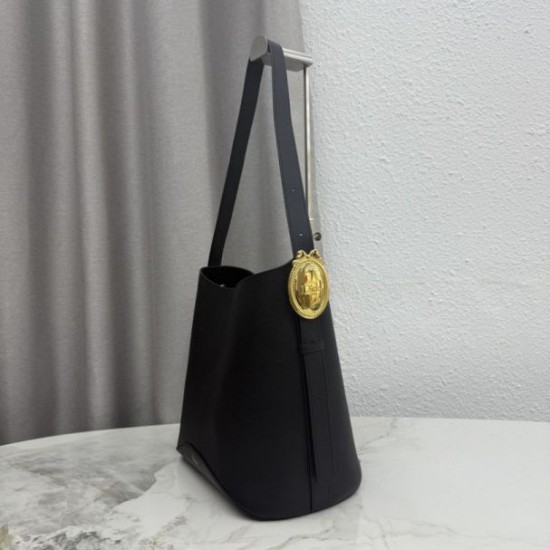 Replica di lusso Borsa 1:1 a secchiello medio Dior Médaillon M1532 Nero Imitazioni Cloni Borsa Replica a secchiello medio Dior Médaillon M1532 Nero firmate