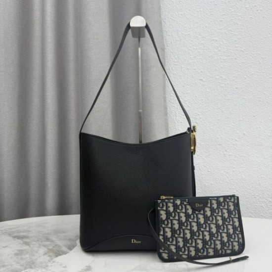 Replica di lusso Borsa 1:1 a secchiello medio Dior Médaillon M1532 Nero Imitazioni Cloni Borsa Replica a secchiello medio Dior Médaillon M1532 Nero firmate