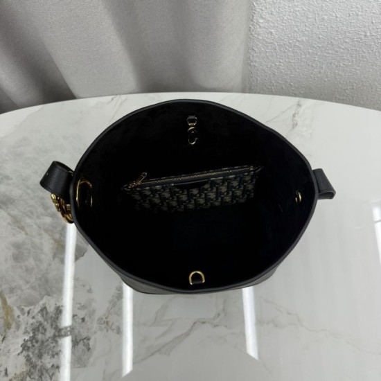Replica di lusso Borsa 1:1 a secchiello medio Dior Médaillon M1532 Nero Imitazioni Cloni Borsa Replica a secchiello medio Dior Médaillon M1532 Nero firmate
