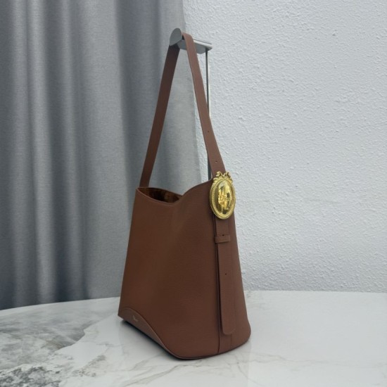 Replica di lusso Borse Alta Qualità a secchiello medio Dior Médaillon M1532 Marrone Imitazioni Cloni Borse Replica Alta Qualità a secchiello medio Dior Médaillon M1532 Marrone firmate