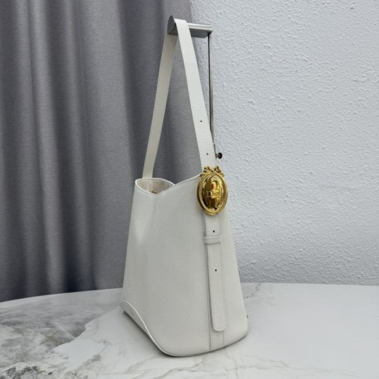 Replica di lusso Borsa a secchiello medio Dior Medalillon M1532 Bianco Imitazioni Cloni Borsa a secchiello medio Dior Medalillon M1532 Bianco firmate