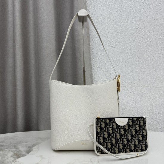 Replica di lusso Borsa a secchiello medio Dior Medalillon M1532 Bianco Imitazioni Cloni Borsa a secchiello medio Dior Medalillon M1532 Bianco firmate