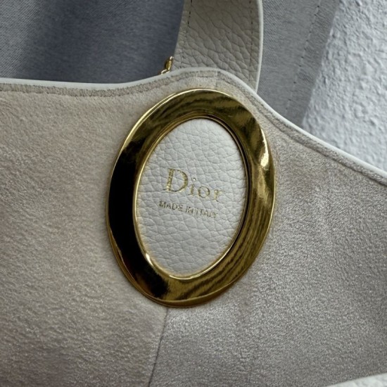 Replica di lusso Borsa a secchiello medio Dior Medalillon M1532 Bianco Imitazioni Cloni Borsa a secchiello medio Dior Medalillon M1532 Bianco firmate