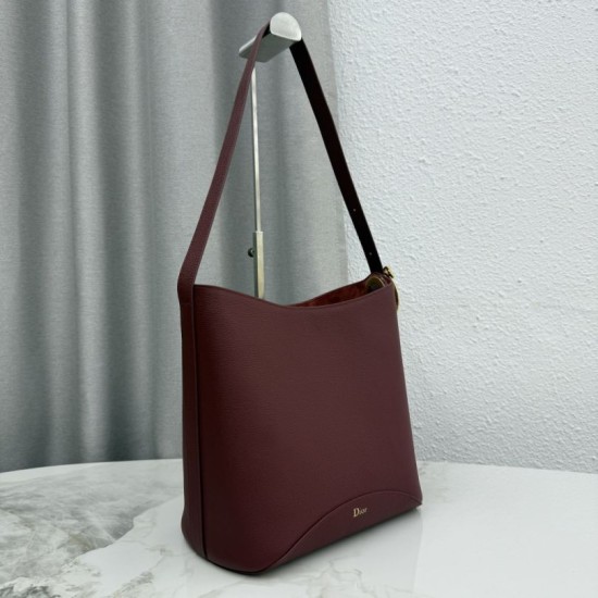 Replica di lusso Borsa a secchiello medio Dior Médaillon M1532 Borgogna Imitazioni Cloni Borsa a secchiello medio Dior Médaillon M1532 Borgogna firmate
