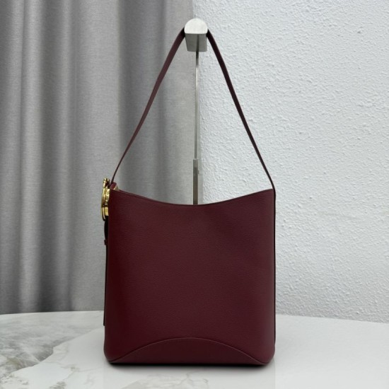 Replica di lusso Borsa a secchiello medio Dior Médaillon M1532 Borgogna Imitazioni Cloni Borsa a secchiello medio Dior Médaillon M1532 Borgogna firmate
