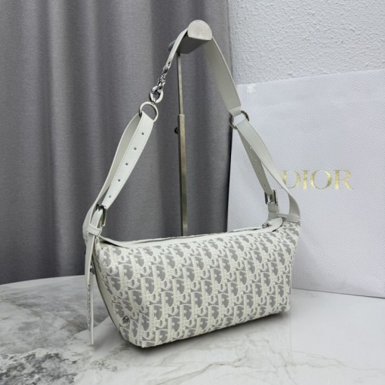 Replica di lusso Bora Pari a tracolla piccola Dior D-Journey M2416 beige/grigio Imitazioni Cloni Bora Pari replica a tracolla piccola Dior D-Journey M2416 beige/grigio firmate