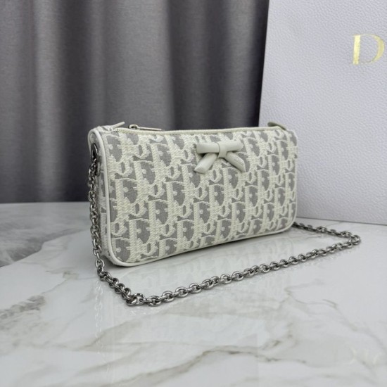 Cloni Pochette Dior Oblique Bow Chain S2504 beige/grigio firmate
