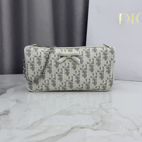 Cloni Pochette Dior Oblique Bow Chain S2504 beige/grigio firmate