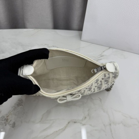 Cloni Pochette Dior Oblique Bow Chain S2504 beige/grigio firmate