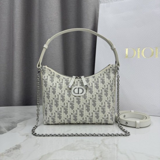 Replica di lusso Borse a tracolla Dior 30 Montaigne Miss Caro Oblique beige/grigio Imitazioni Cloni Borse Replica a tracolla Dior 30 Montaigne Miss Caro Oblique beige/grigio firmate