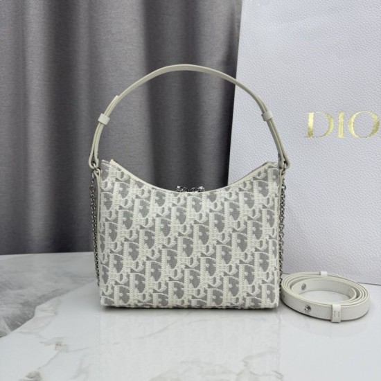 Replica di lusso Borse a tracolla Dior 30 Montaigne Miss Caro Oblique beige/grigio Imitazioni Cloni Borse Replica a tracolla Dior 30 Montaigne Miss Caro Oblique beige/grigio firmate
