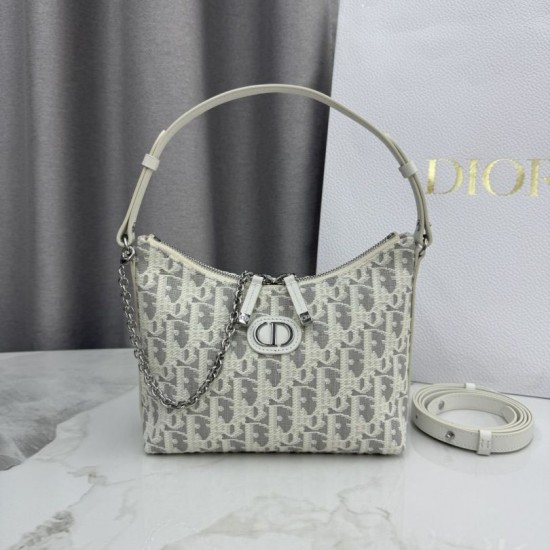 Replica di lusso Borse a tracolla Dior 30 Montaigne Miss Caro Oblique beige/grigio Imitazioni Cloni Borse Replica a tracolla Dior 30 Montaigne Miss Caro Oblique beige/grigio firmate