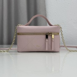 Borsa a mano Dior Trianon Soft Vanity Mini Chain S4613 Rosa