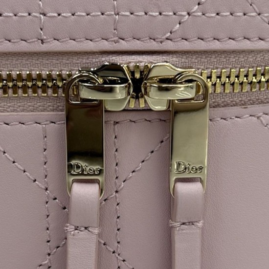 Replica di lusso Borsa a mano Dior Trianon Soft Vanity Mini Chain S4613 Rosa Imitazioni Cloni Borsa a mano Dior Trianon Soft Vanity Mini Chain S4613 Rosa firmate