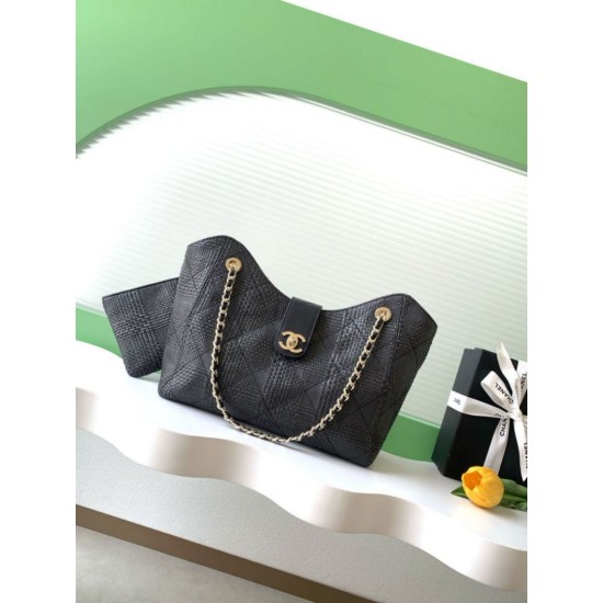 Replica di lusso Borsa shopping Chanel 2026 rafia intrecciata AS6090 albicocca Imitazioni Cloni Borsa shopping Chanel 2026 rafia intrecciata AS6090 albicocca firmate