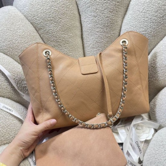 Replica di lusso Borsa shopping Chanel piccola/grande AS6095/AS6090 con pochette marrone Imitazioni Cloni Borsa shopping Chanel piccola/grande AS6095/AS6090 con pochette marrone firmate