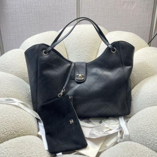 Replica di lusso Borsa shopping Chanel piccola/grande AS6095/AS6090 con pochette nera Imitazioni Cloni Borsa shopping Chanel piccola/grande AS6095/AS6090 con pochette nera firmate