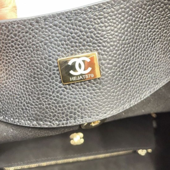 Replica di lusso Borsa shopping Chanel piccola/grande AS6095/AS6090 con pochette nera Imitazioni Cloni Borsa shopping Chanel piccola/grande AS6095/AS6090 con pochette nera firmate