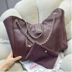 Replica di lusso Borsa shopping Chanel piccola/grande AS6095/AS6090 con pochette Borgogna Imitazioni Cloni Borsa shopping Chanel piccola/grande AS6095/AS6090 con pochette Borgogna firmate