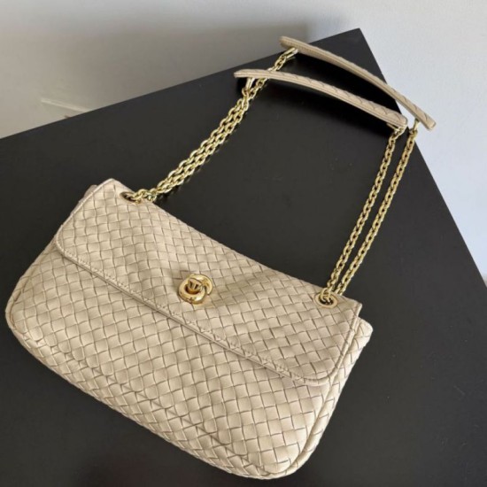 Replica di lusso Borsa a spalla Bottega Veneta Madison Intrecciato Ecru-Muse Imitazioni Cloni Borsa a spalla Bottega Veneta Madison Intrecciato Ecru-Muse firmate
