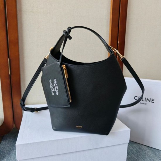 Cloni Borse Replica Alta Qualità a tracolla Celine Small Teen Hobo con portamonete Nero firmate