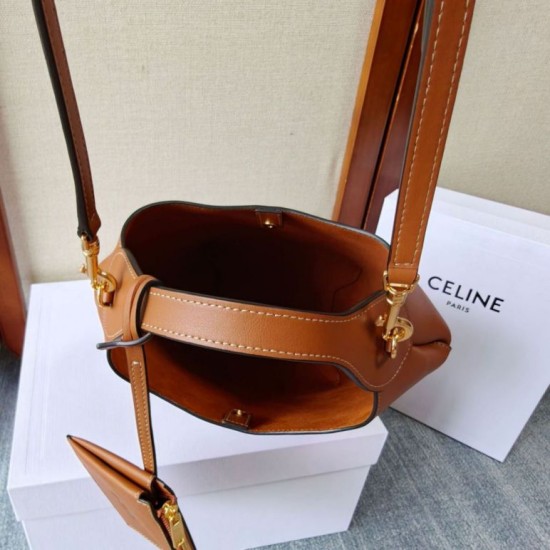 Replica di lusso Borse di alta qualità Celine Small Teen Hobo con portamonete marrone Imitazioni Cloni Borse Replica di alta qualità Celine Small Teen Hobo con portamonete marrone firmate