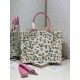 Cloni Borse Firmate Replica tote Dior Book multicolore con ricamo Daisy Garden e manico rosa firmate