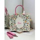 Cloni Borse Firmate Replica tote Dior Book multicolore con ricamo Daisy Garden e manico rosa firmate
