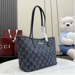 Cloni Borsa tote piccola Gucci Tribeca 875236 GG denim blu firmate