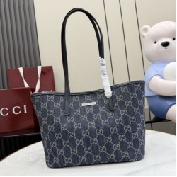 Cloni Borsa tote piccola Gucci Tribeca 875236 GG denim blu firmate