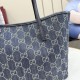 Replica di lusso Borsa tote piccola Gucci Tribeca 875236 GG denim blu Imitazioni Cloni Borsa tote piccola Gucci Tribeca 875236 GG denim blu firmate