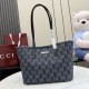 Replica di lusso Borsa tote piccola Gucci Tribeca 875236 GG denim blu Imitazioni Cloni Borsa tote piccola Gucci Tribeca 875236 GG denim blu firmate