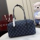 Replica di lusso Borse Firmate Gucci Melrose Boston media denim GG blu scuro Imitazioni Cloni Borse Firmate Replica Gucci Melrose Boston media denim GG blu scuro firmate