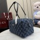 Replica di lusso Borse Firmate Gucci Melrose Boston media denim GG blu scuro Imitazioni Cloni Borse Firmate Replica Gucci Melrose Boston media denim GG blu scuro firmate