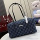 Replica di lusso Borse Firmate Gucci Melrose Boston media denim GG blu scuro Imitazioni Cloni Borse Firmate Replica Gucci Melrose Boston media denim GG blu scuro firmate