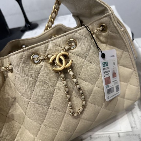 Cloni Borsa a secchiello Chanel Hobo con coulisse AS5293 Beige firmate