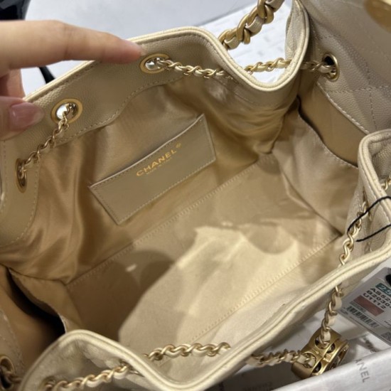 Cloni Borsa a secchiello Chanel Hobo con coulisse AS5293 Beige firmate