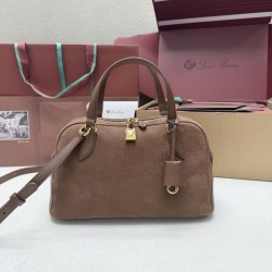 Replica Perfetta Borsa a tracolla piccola Loro Piana scamosciata marrone lama firmate