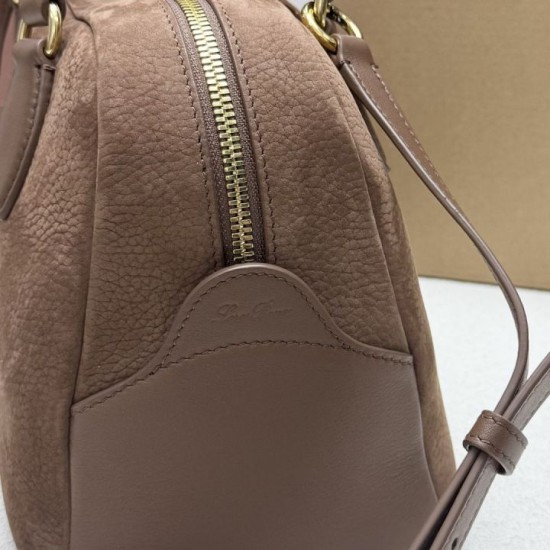 Replica di lusso Borsa a tracolla piccola Loro Piana scamosciata marrone lama Imitazioni Replica Perfetta Borsa a tracolla piccola Loro Piana scamosciata marrone lama firmate