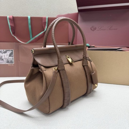 Replica di lusso Borsa tote Loro Piana Loom L25/L32 marrone Imitazioni Cloni Borsa tote Loro Piana Loom L25/L32 marrone firmate