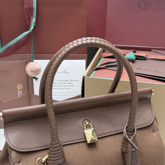 Replica di lusso Borsa tote Loro Piana Loom L25/L32 marrone Imitazioni Cloni Borsa tote Loro Piana Loom L25/L32 marrone firmate