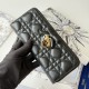 Replica di lusso Portafoglio con cerniera Dior Lady Dior Voyageur nero Imitazioni Cloni Portafoglio con cerniera Dior Lady Dior Voyageur nero firmate