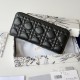 Replica di lusso Portafoglio con cerniera Dior Lady Dior Voyageur nero Imitazioni Cloni Portafoglio con cerniera Dior Lady Dior Voyageur nero firmate
